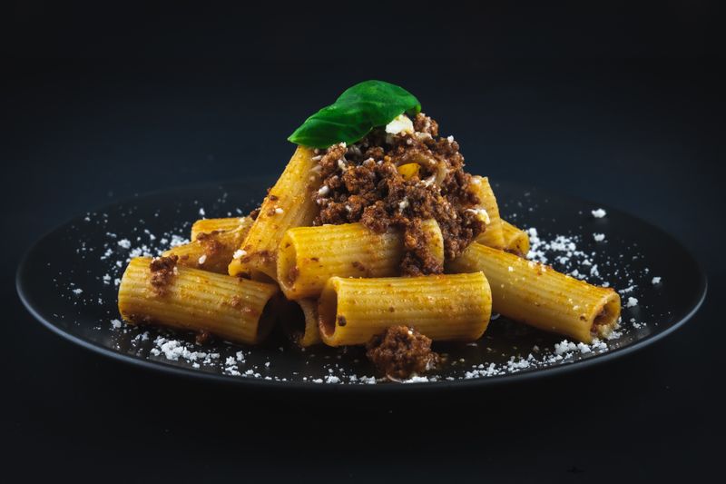 Pasta bolognese with rich meat sauce