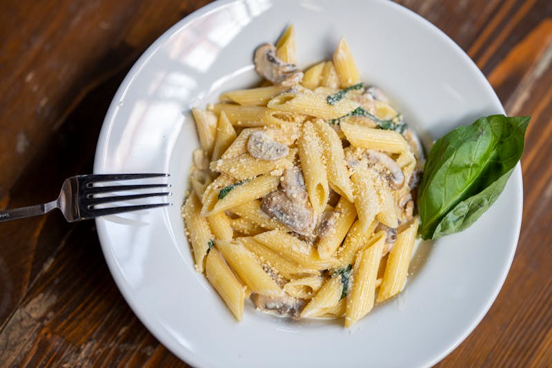 Creamy mushroom pasta with truffle oil